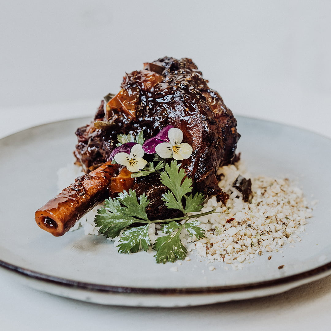 plated lamb shank