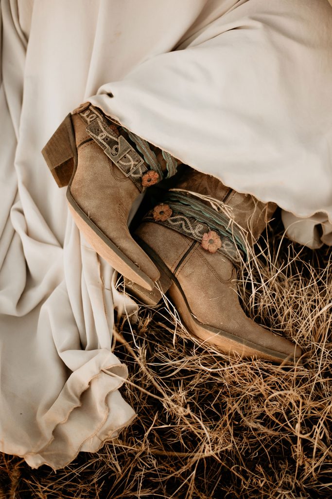 Boots in a field