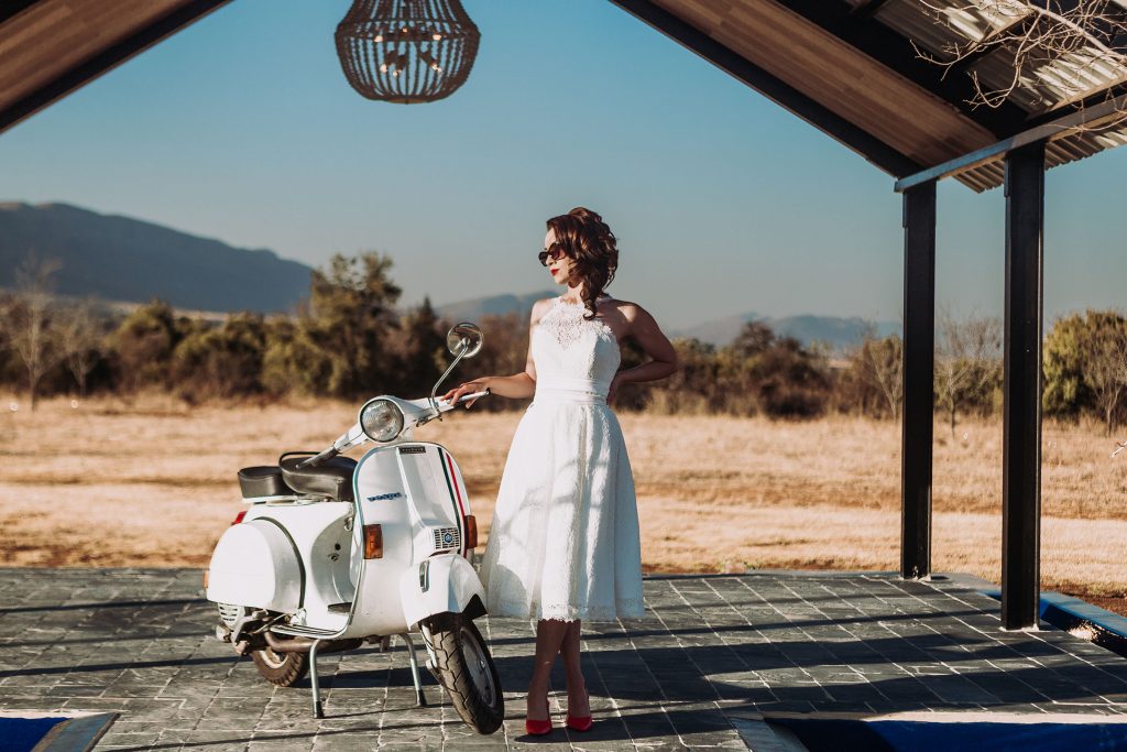 Vespa in The Nut Farm's chappel with Harties in the background